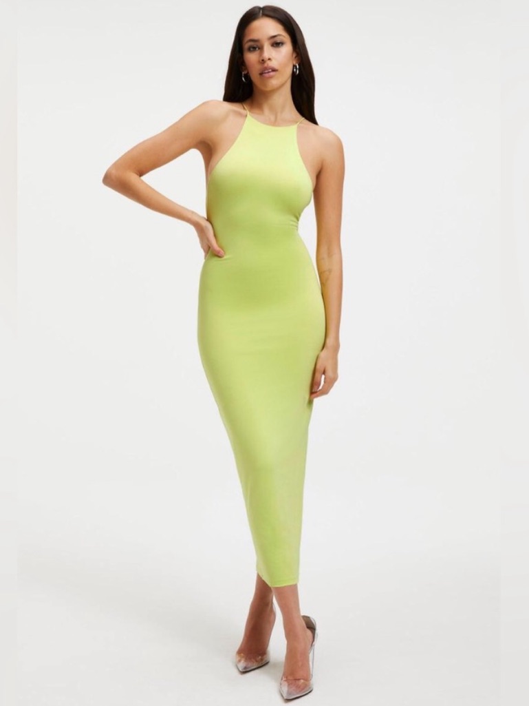 Good American Halter Dress Key Lime Green